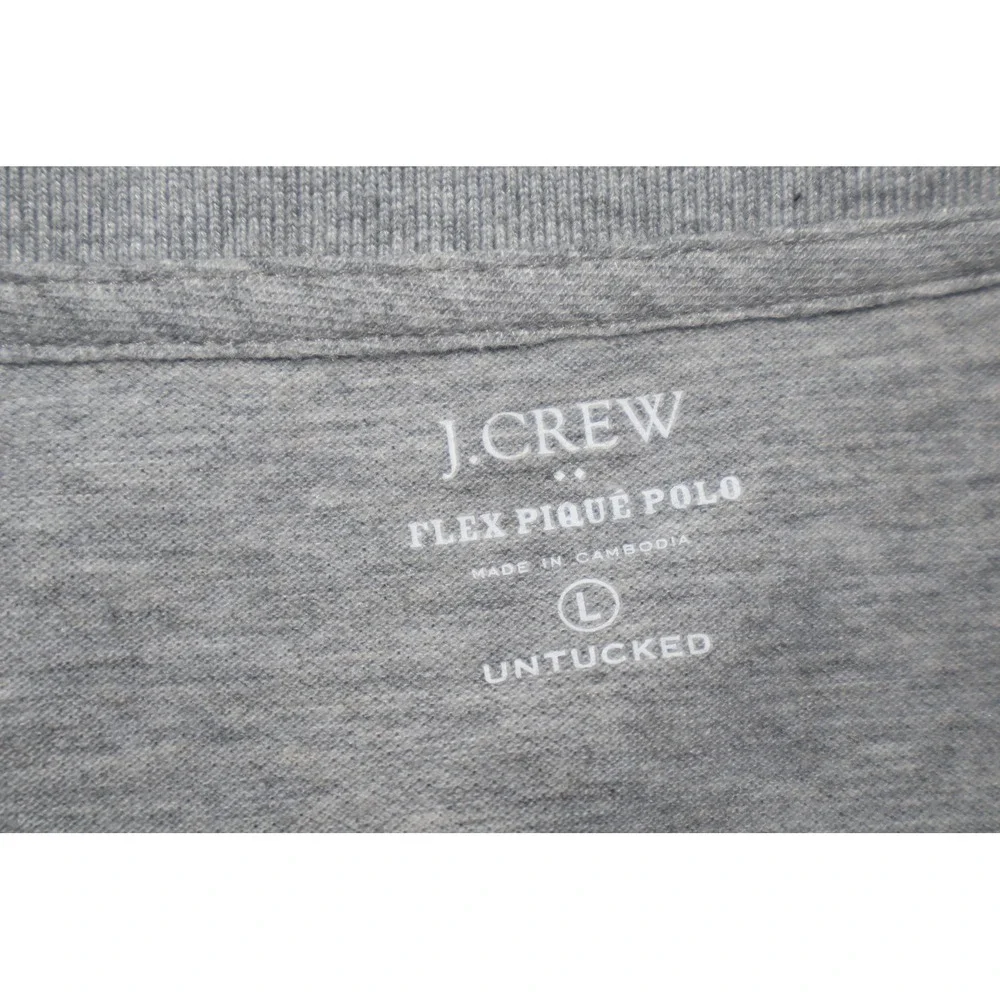 J.Crew Flex Pique Golf Polo Mens Large Gray Short Sleeve Untucked Stretch Shirt